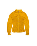 Vintage 70s Pointed Collar Smocked Yellow Shirt (size 6/7)