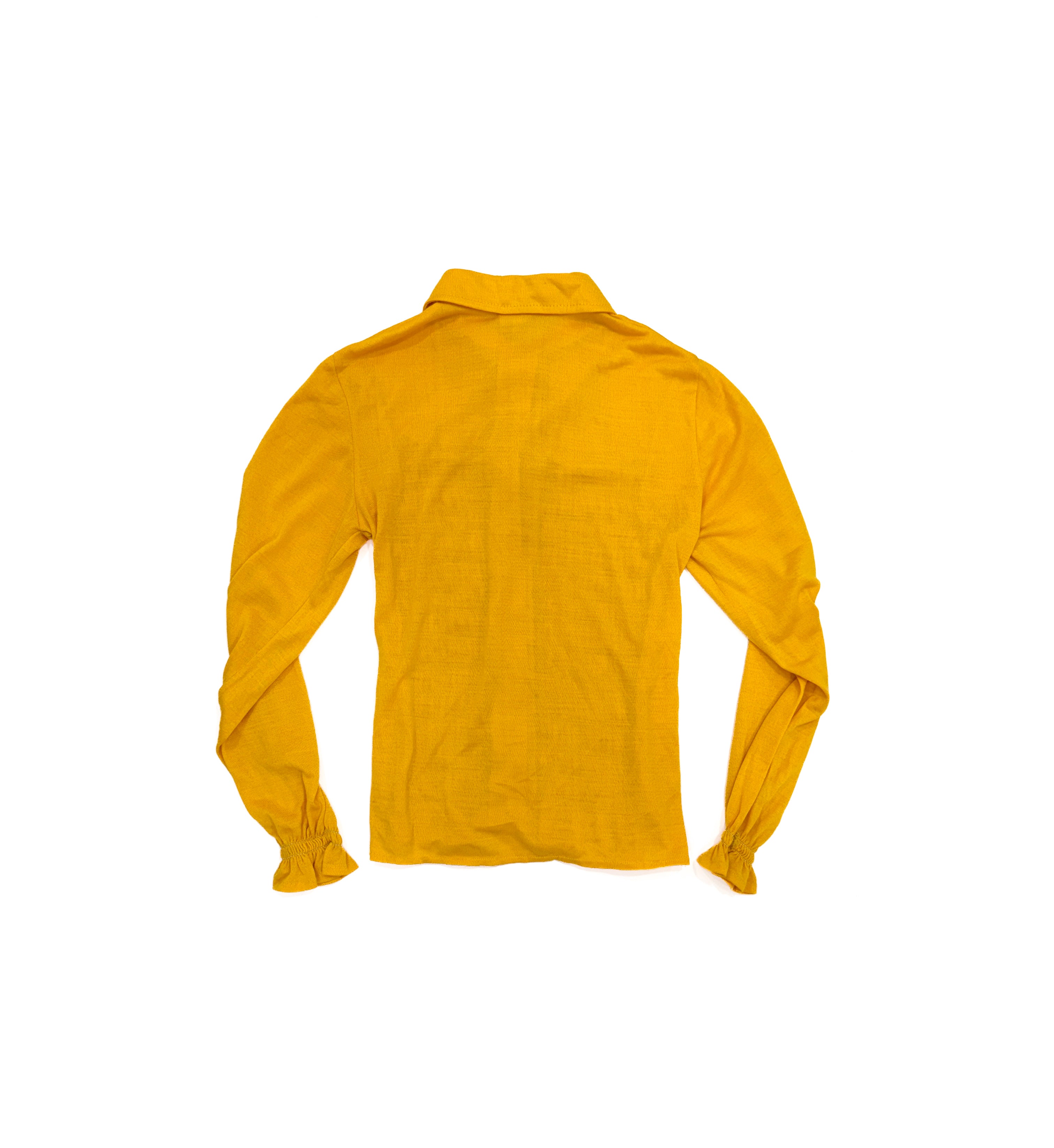 Vintage 70s Pointed Collar Smocked Yellow Shirt (size 6/7)
