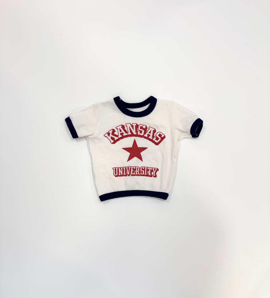 Vintage 70s Kansas University Ringer Tee (size 2/3)