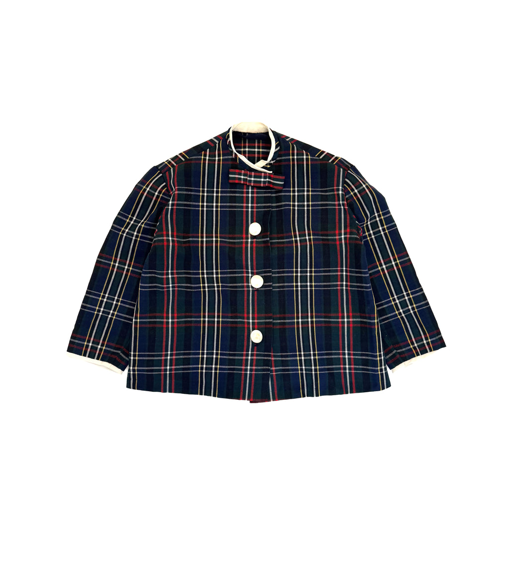 Vintage 80s Plaid Dress Coat (size 4/6)
