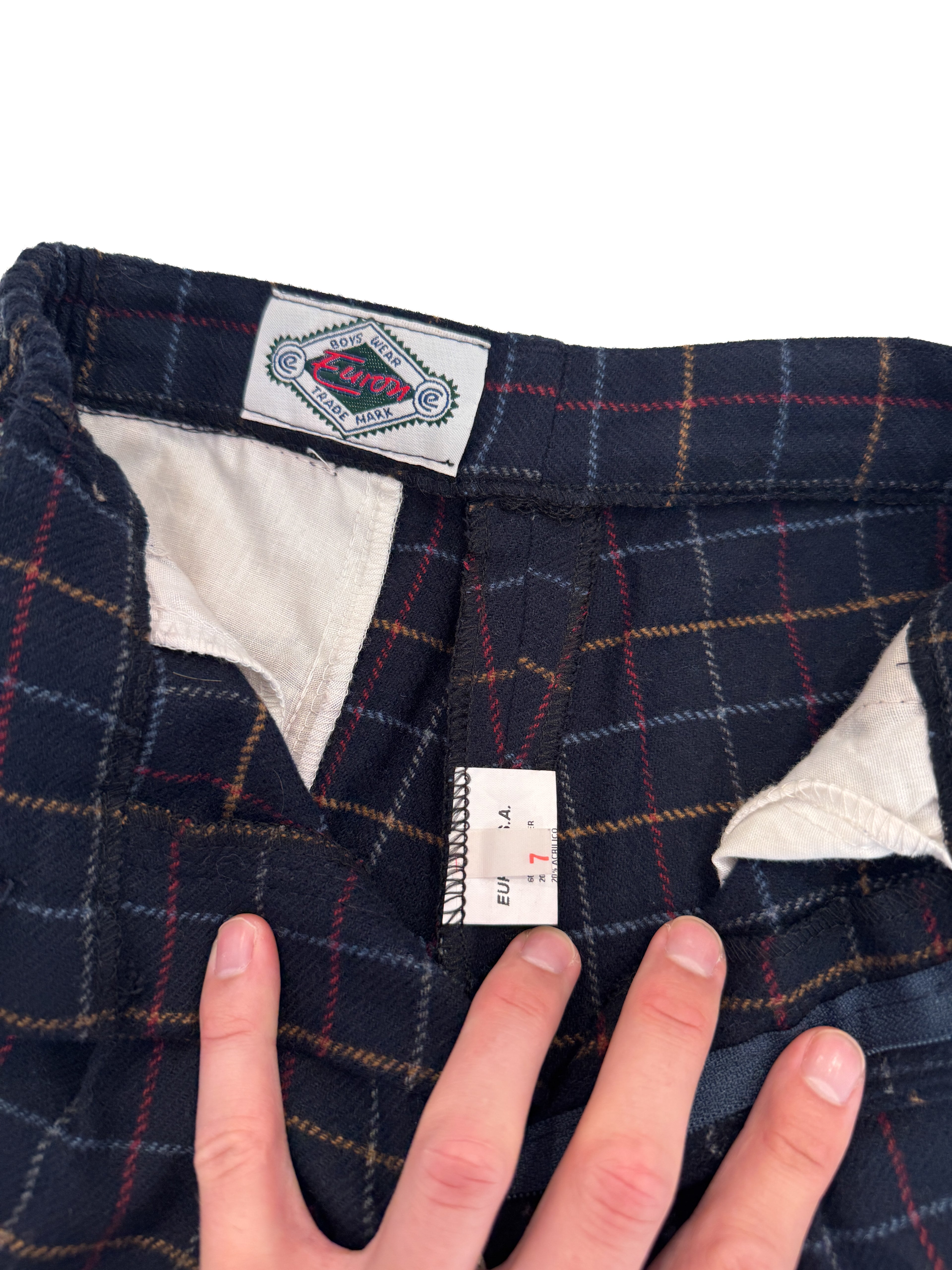 Vintage 70s Kids Plaid Wool Blend Shorts (size 7)