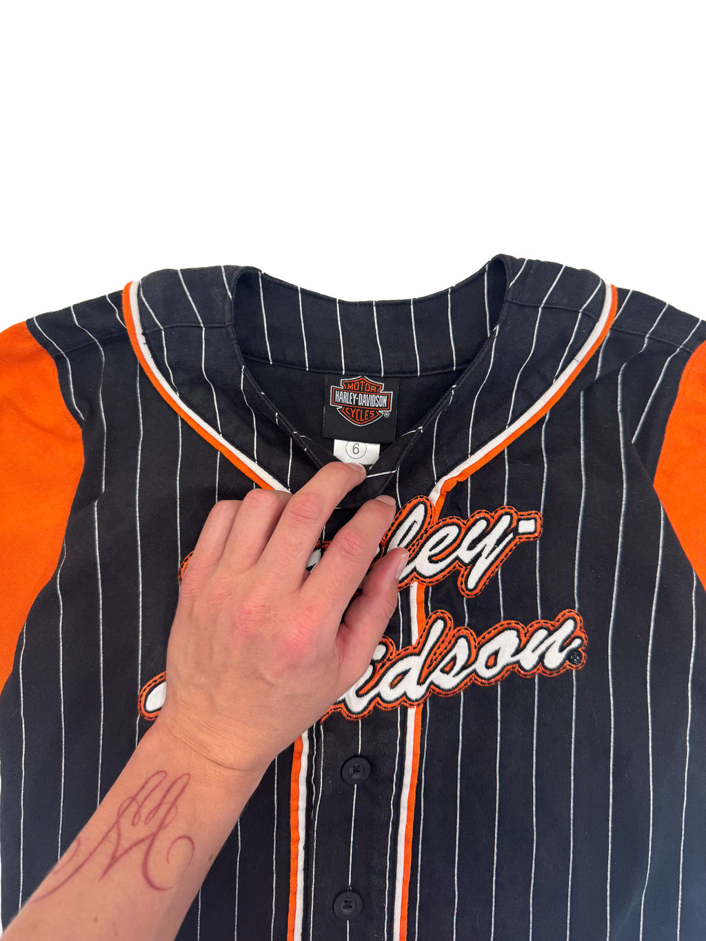 Harley Davidson Kids Prinstripe Baseball Jersey Shirt (size 6)