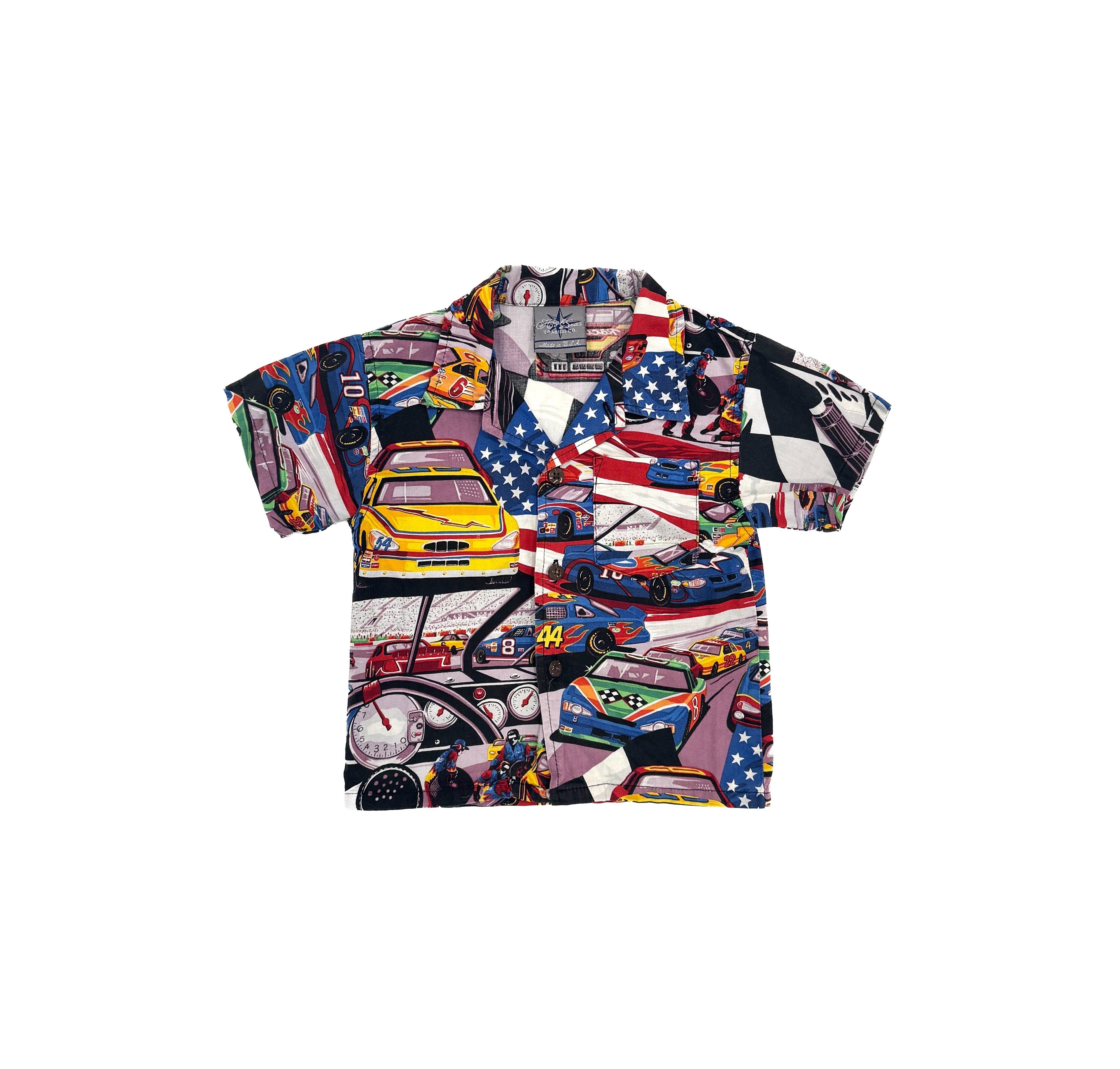 Vintage 90s Nascar Racing Print Camp Shirt (size 3/4)