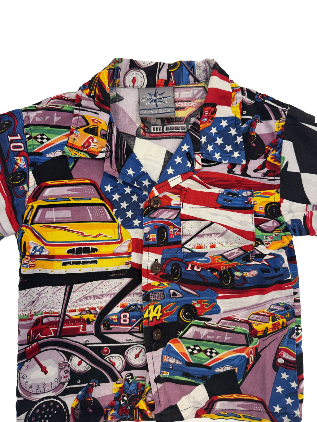 Vintage 90s Nascar Racing Print Camp Shirt (size 3/4)