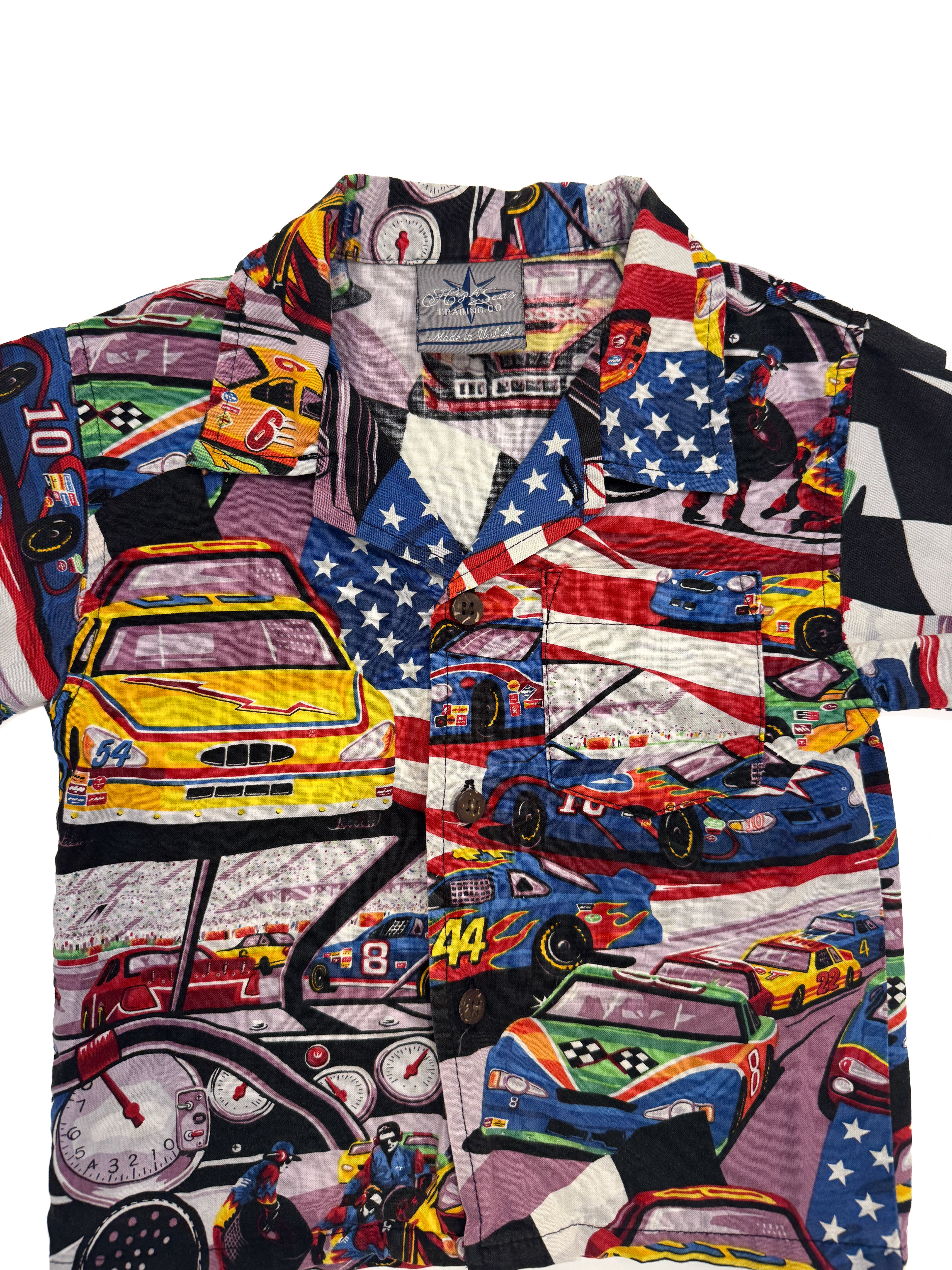 Vintage 90s Nascar Racing Print Camp Shirt (size 3/4)