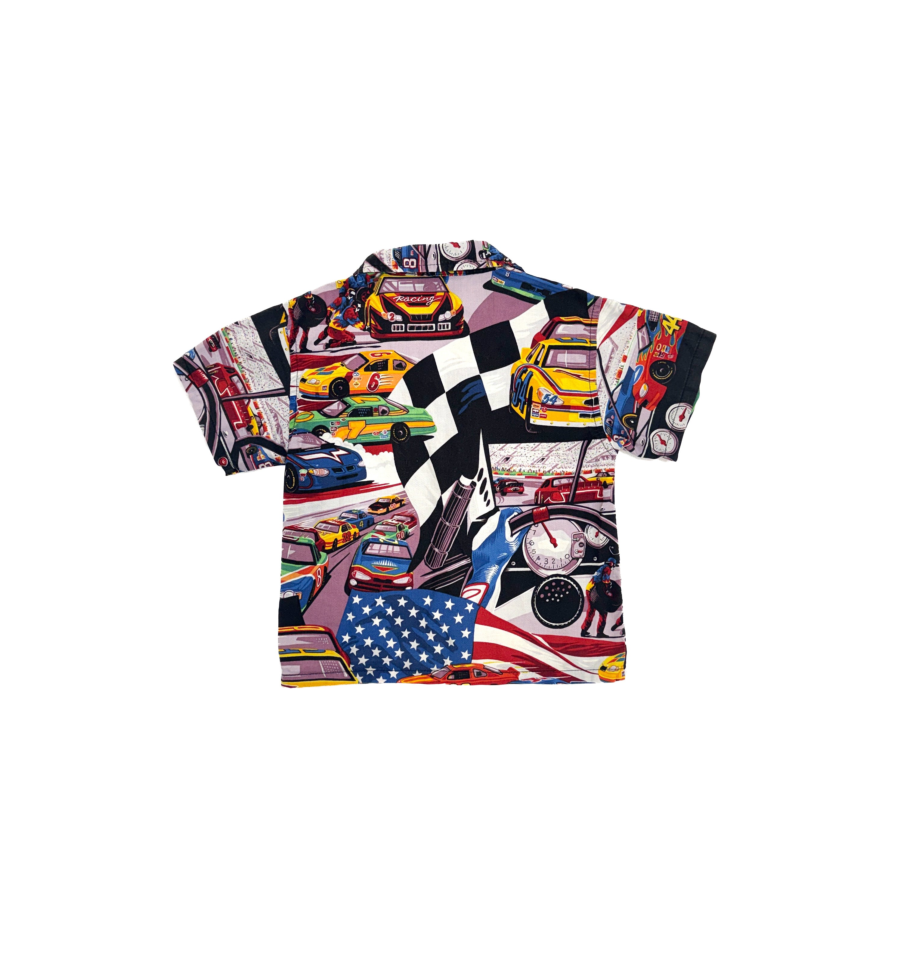 Vintage 90s Nascar Racing Print Camp Shirt (size 3/4)