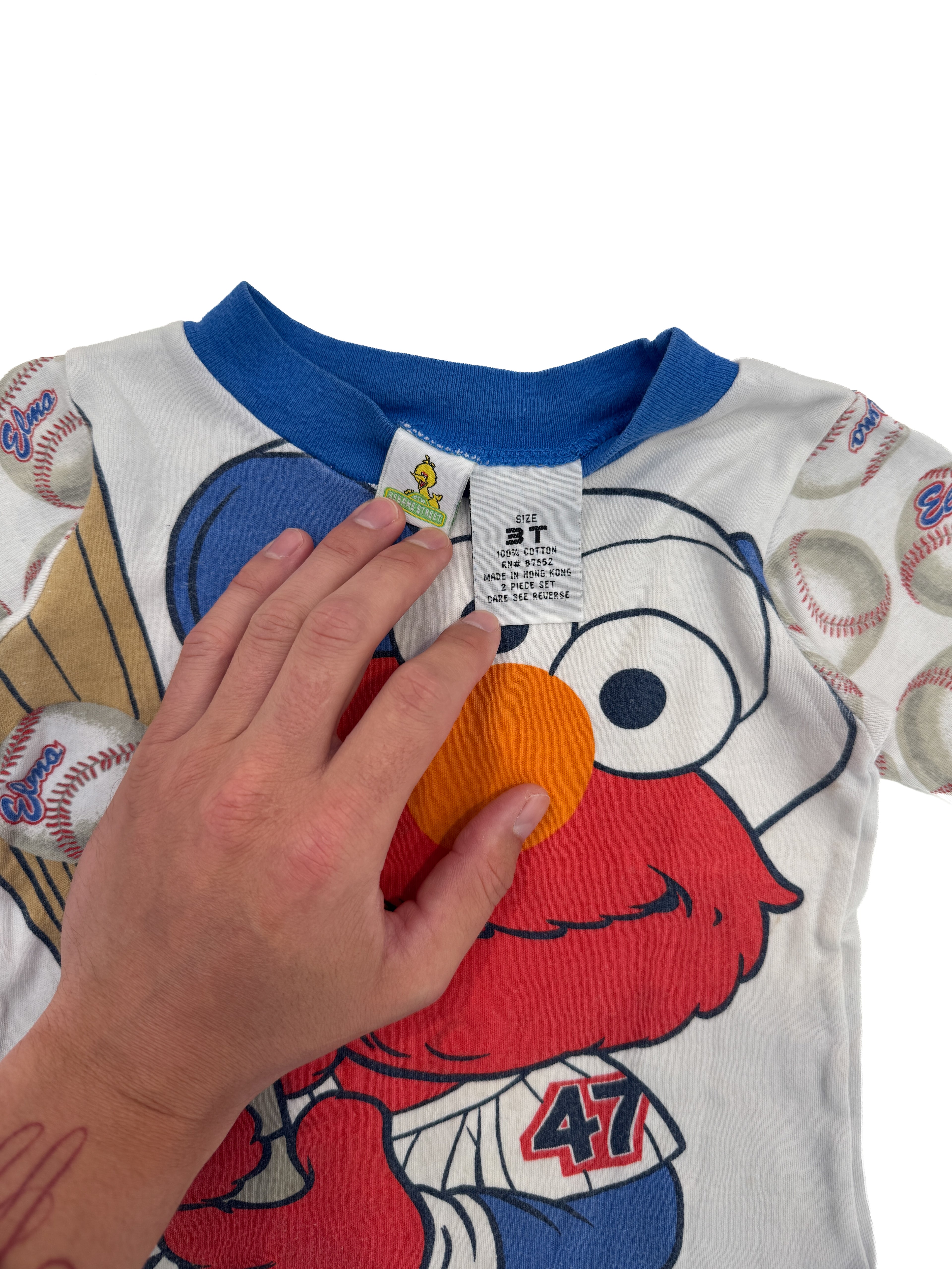 Vintage 90s Sesame Street Elmo Baseball All Over Print T-Shirt Kids (size 2/3)